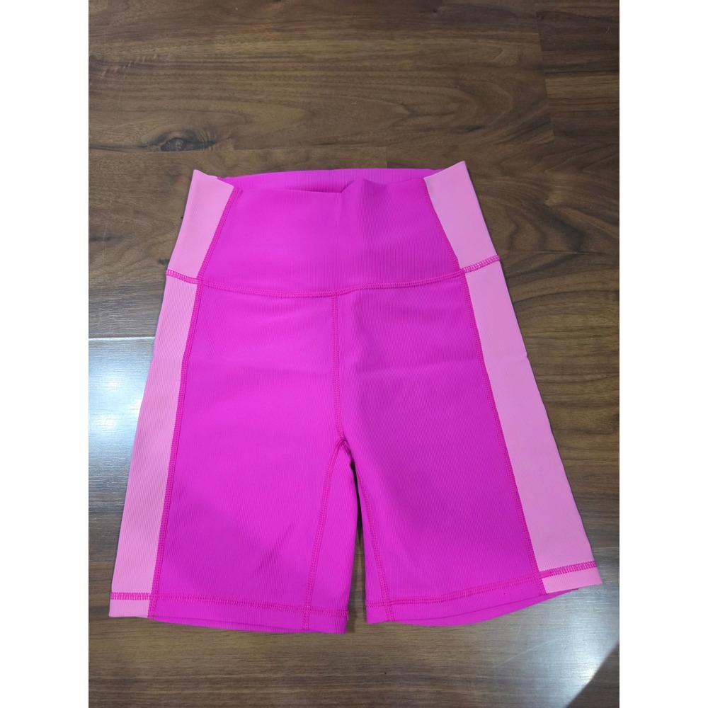 NWOT Wilo The Label Biker Shorts Small Pink Ribbed High Waisted Colorblock